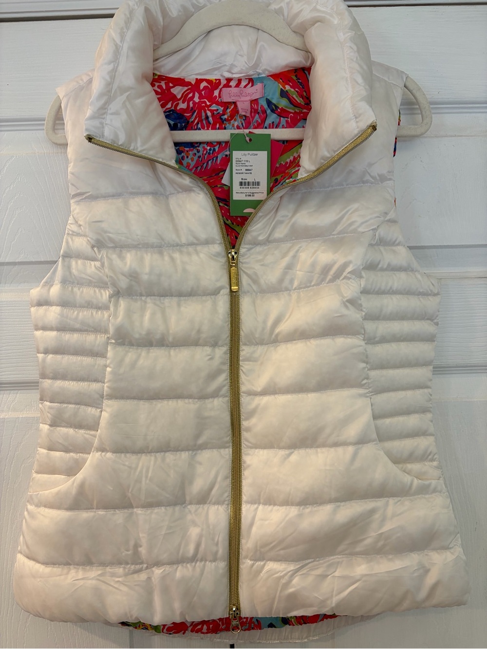 Lilly Pulitzer Allie Packable Vest with Gold Hardware, Resort White - Picture 1 of 1